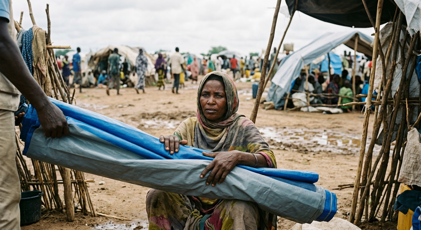 Adré Spontaneous Refugee Site Plastic Sheeting Distribution